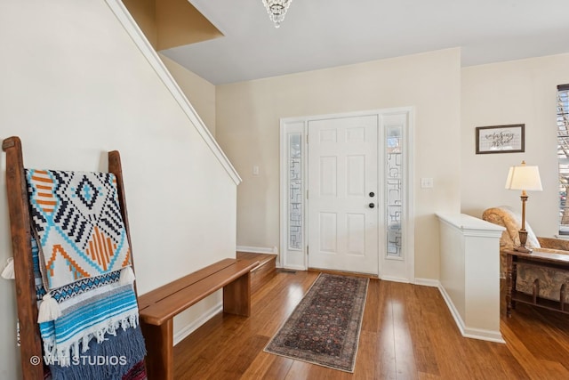 foyer featuring wood-type flooring