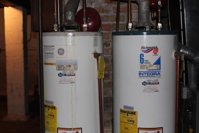 utility room with water heater