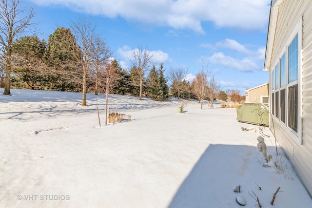 view of yard covered in snow