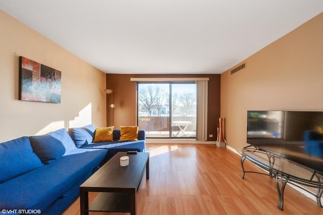 living room featuring light hardwood / wood-style flooring