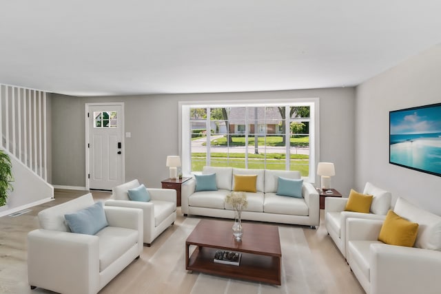 living room featuring light hardwood / wood-style floors