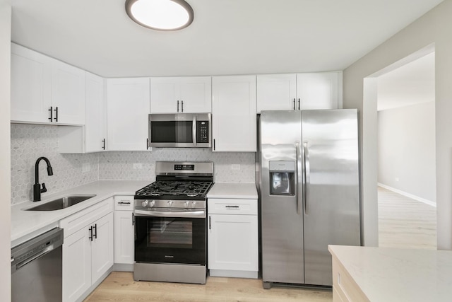 kitchen featuring sink, white cabinets, and stainless steel appliances