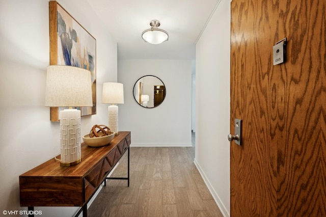 hall featuring light hardwood / wood-style flooring