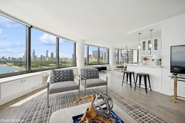 living room featuring hardwood / wood-style flooring