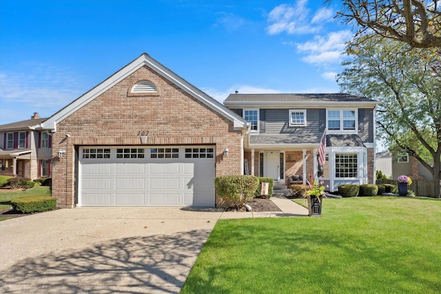 front of property featuring a garage and a front yard