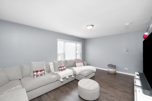 living room featuring dark hardwood / wood-style flooring