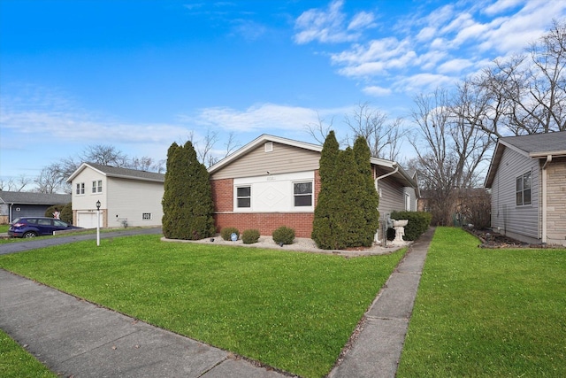 view of side of property with a yard