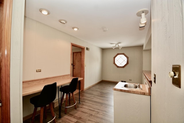 interior space featuring hardwood / wood-style flooring and sink