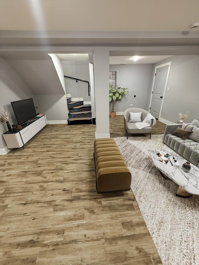 living room featuring wood-type flooring