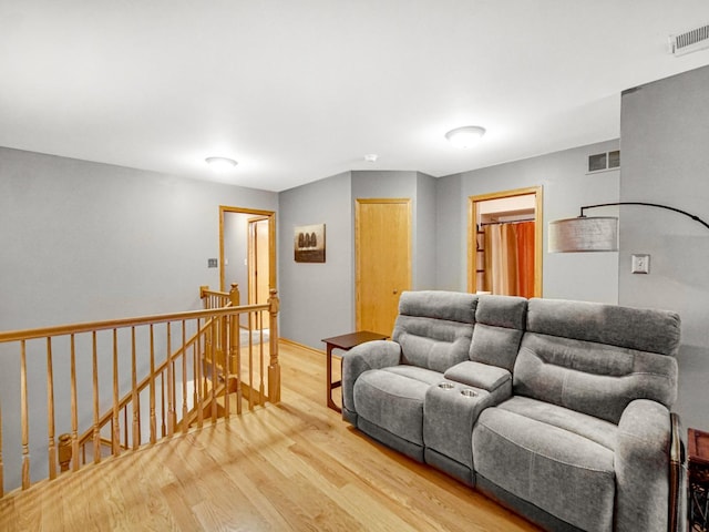 living room with light wood-type flooring