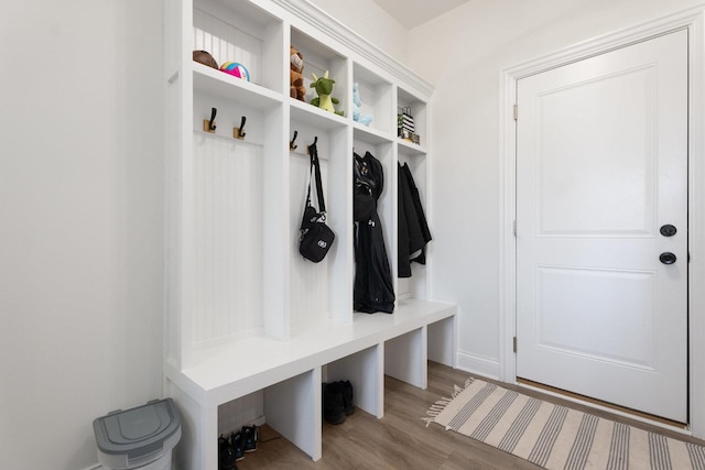 mudroom with light wood-type flooring