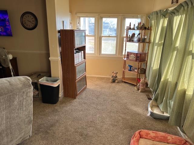 sitting room with carpet floors