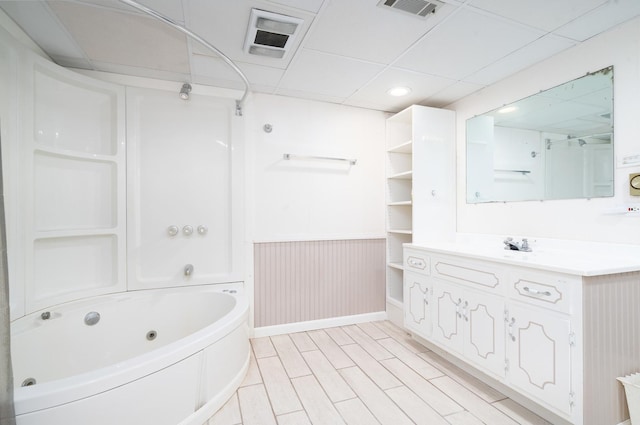 bathroom featuring vanity and a paneled ceiling