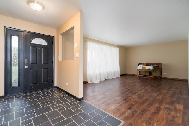 entryway featuring dark wood-type flooring