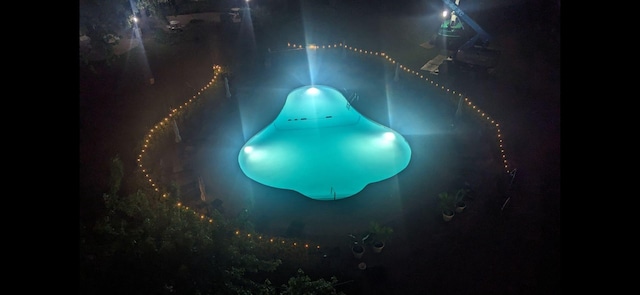 view of aerial view at night