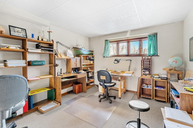 office area featuring a drop ceiling