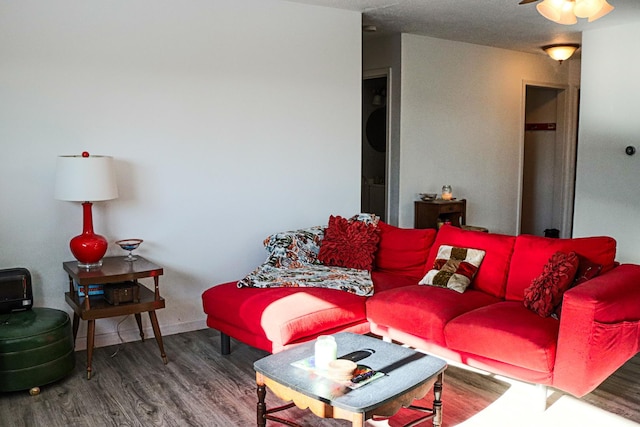 living room with hardwood / wood-style floors