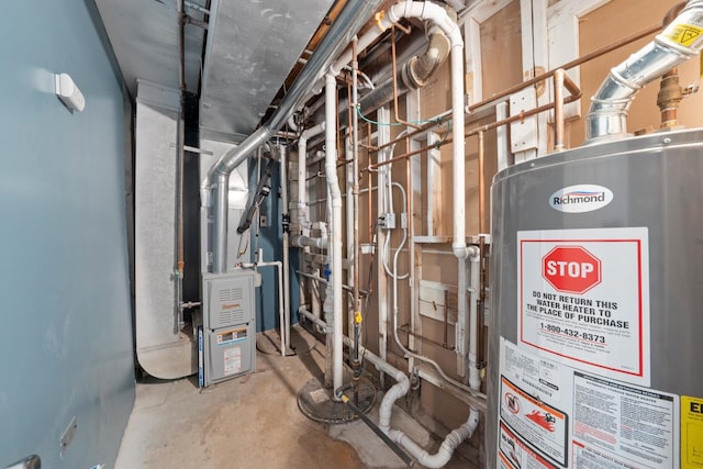 utility room with gas water heater