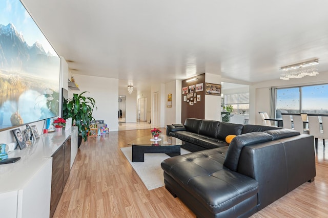 living room featuring light hardwood / wood-style floors