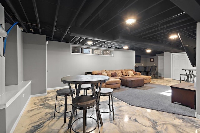 interior space with concrete floors