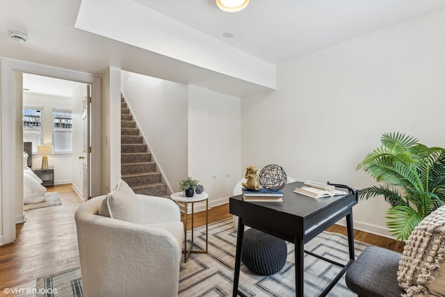 office area featuring light hardwood / wood-style floors