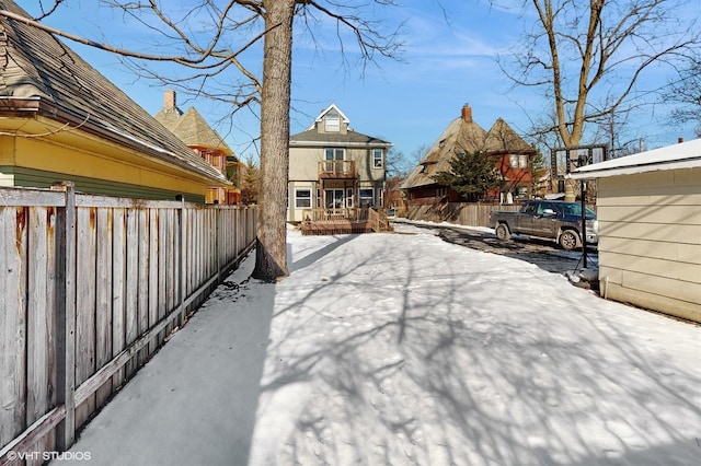 view of yard covered in snow