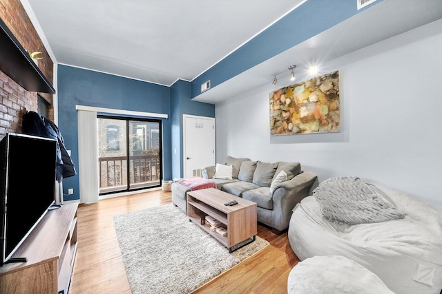 living room with light wood-type flooring