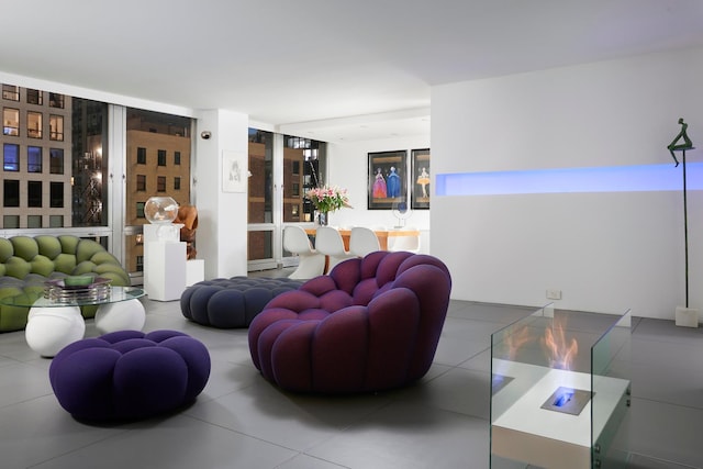 view of tiled living room