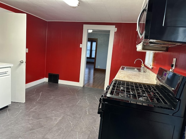 kitchen with sink and black gas stove