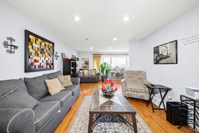 living room with hardwood / wood-style floors