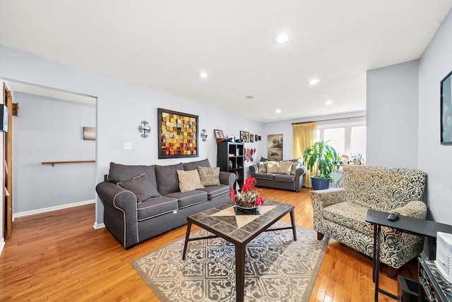 living room with light wood-type flooring