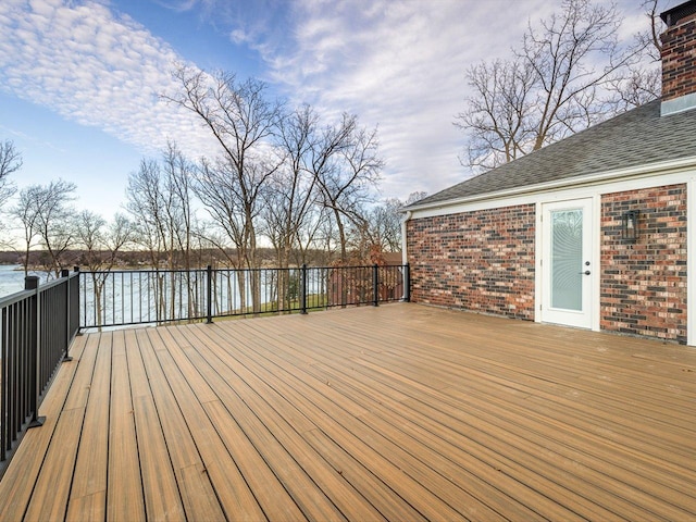 deck with a water view