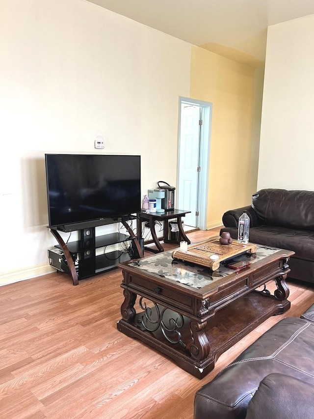 living room with light hardwood / wood-style floors