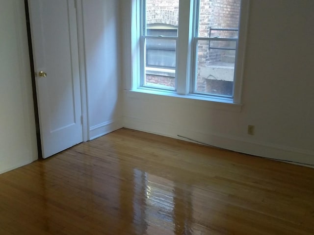 spare room featuring light hardwood / wood-style flooring