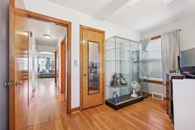 interior space featuring light wood-type flooring and a healthy amount of sunlight