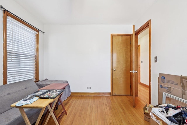 home office featuring light hardwood / wood-style floors