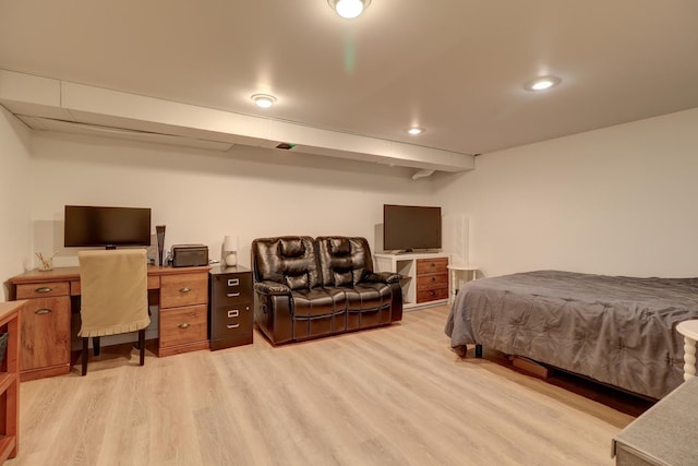 bedroom with light hardwood / wood-style floors