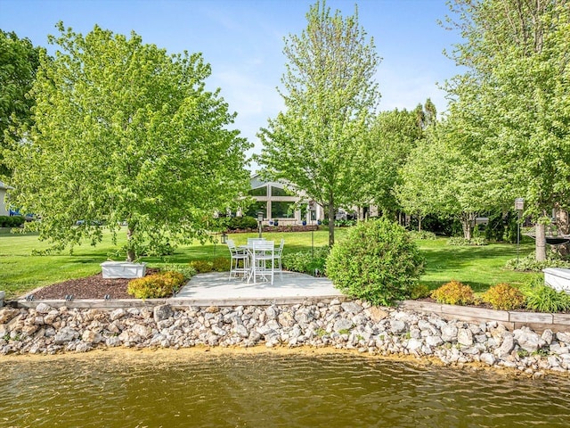 223 Lake Summerset Rd, Davis, IL 61019 - view of community with a lawn, a patio, and a water view