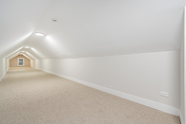 additional living space with lofted ceiling and carpet floors