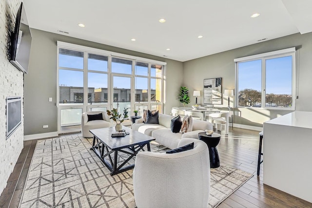 living room featuring hardwood / wood-style flooring