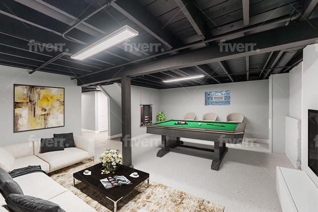 playroom with billiards