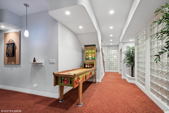 recreation room featuring pool table and carpet floors