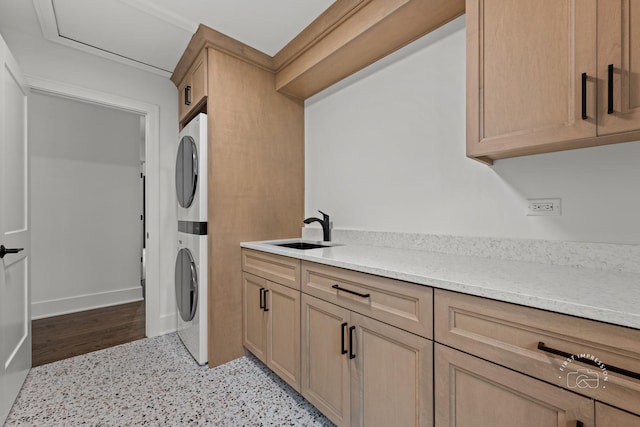 328 S Loomis St, Naperville, IL 60540 - washroom featuring stacked washer / drying machine and cabinet space