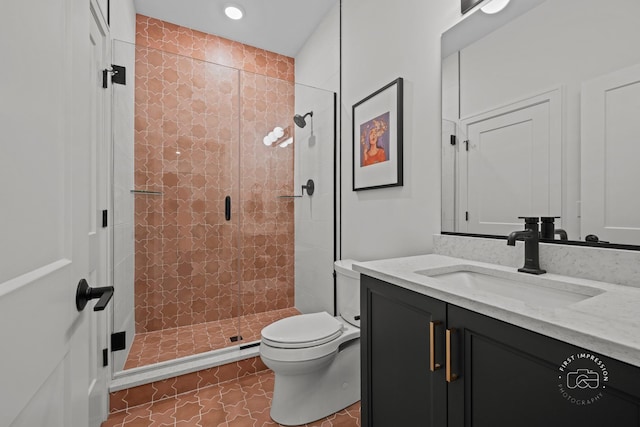 328 S Loomis St, Naperville, IL 60540 - full bathroom with vanity, a stall shower, and recessed lighting