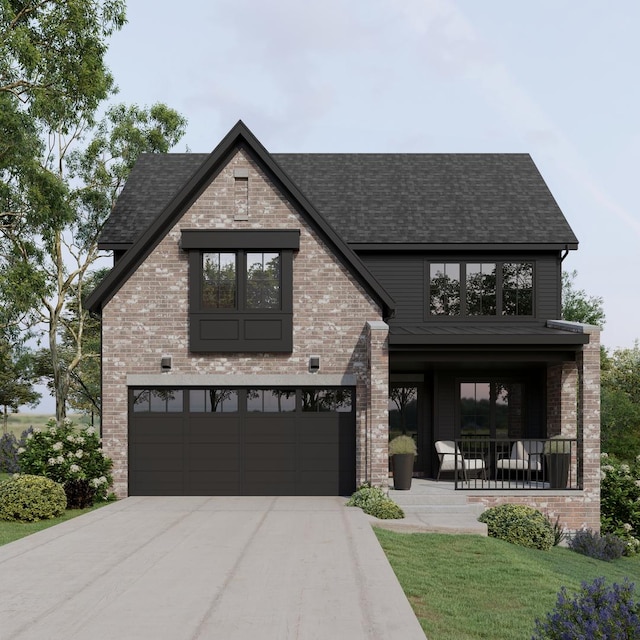328 S Loomis St, Naperville, IL 60540 - view of front facade with an attached garage, a shingled roof, driveway, and covered porch