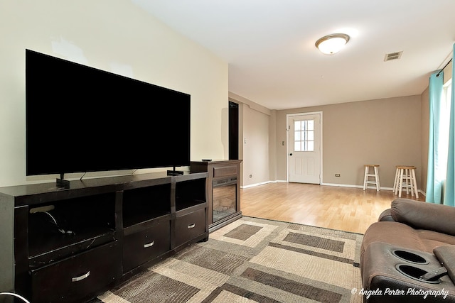 living room featuring light hardwood / wood-style floors