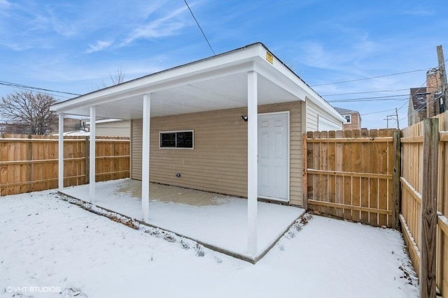 view of snow covered structure