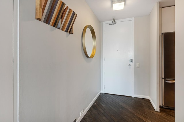 interior space with dark wood-type flooring