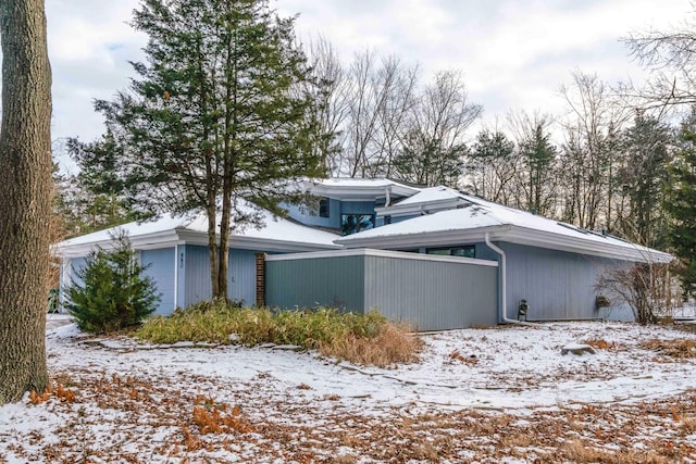 view of snow covered exterior