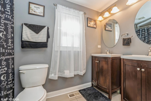 bathroom with tile patterned floors, vanity, and toilet